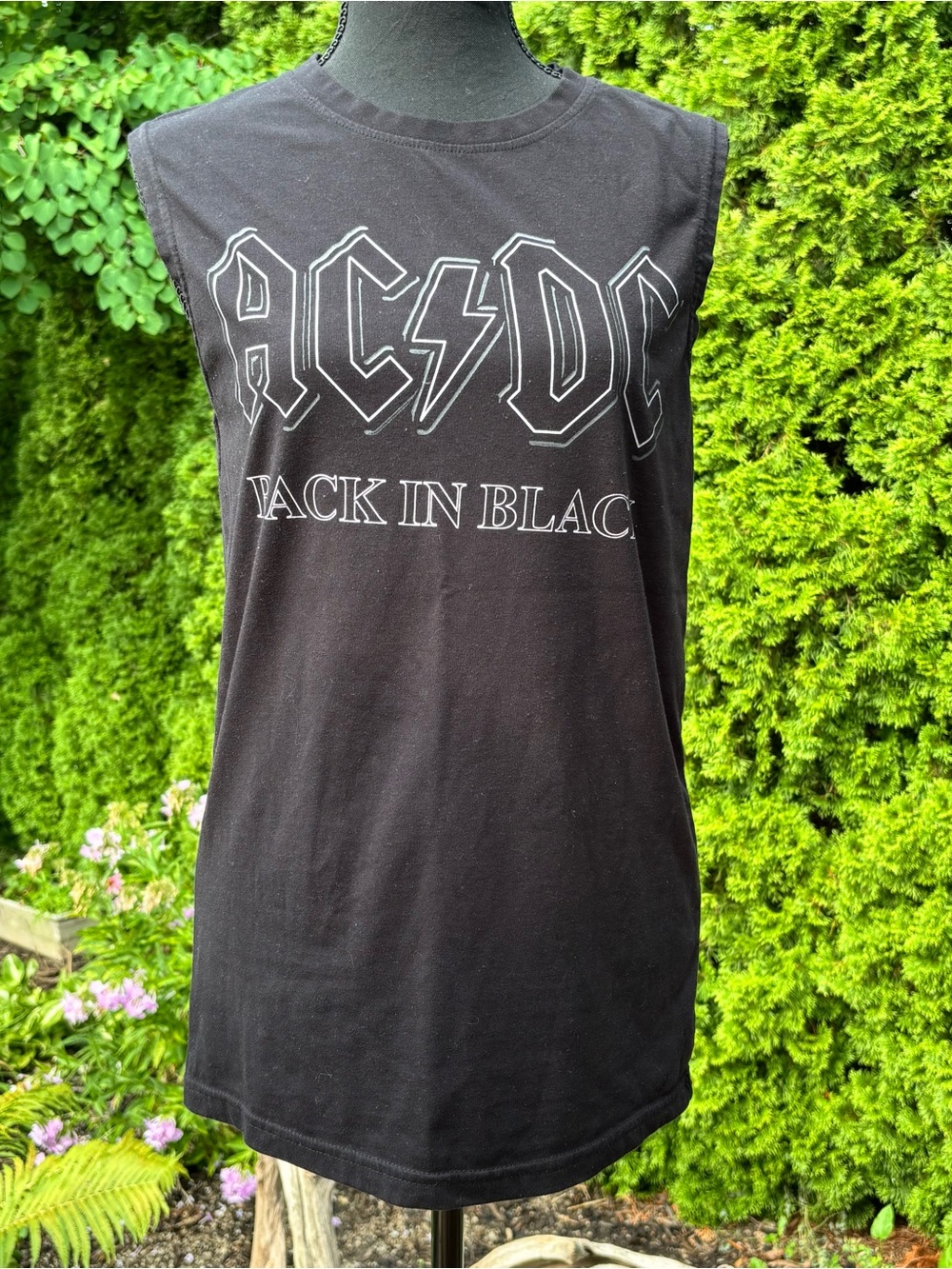 AC/DC Black Sleeveless Logo Tank with White Print